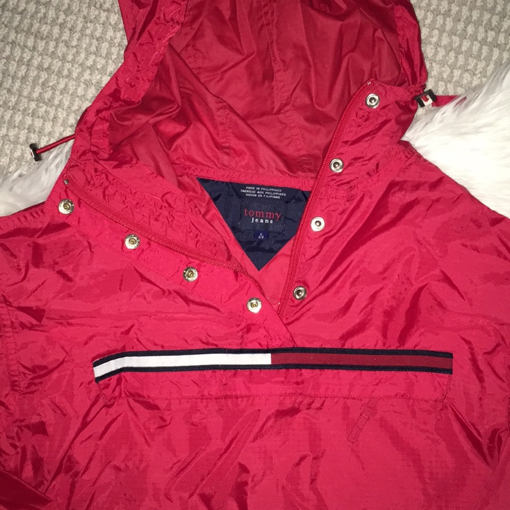 Tommy Hilfiger red rain jacket